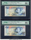 East Caribbean States Central Bank, Antigua 10 Dollars ND (1993) Pick 27a Two Consecutive Examples PMG Gem Uncirculated 66 EPQ (2). 

HID09801242017

...