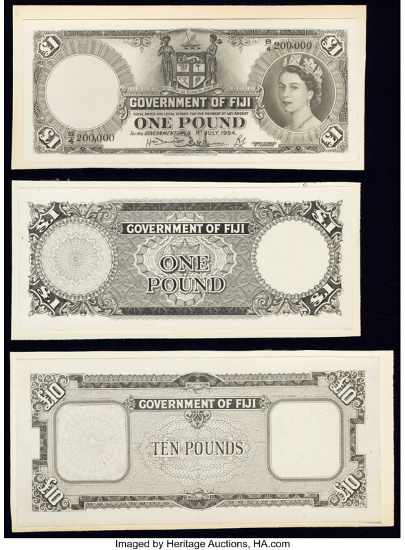 Fiji Government of Fiji 1 Pound 1.7.1954 Pick 53a Front and Back Photographic Pr...