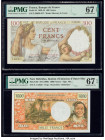 France Banque de France 100 Francs 29.1.1942 Pick 94 PMG Superb Gem Unc 67 EPQ; New Hebrides Institut d'Emission d'Outre-Mer 1000 Francs ND (1980) Pic...