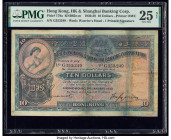 Hong Kong Hongkong & Shanghai Banking Corp. 10 Dollars 2.1.1933 Pick 178a KNB62 PMG Very Fine 25 Net. This examples is stained and has been repaired.
...