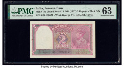 India Reserve Bank of India 2 Rupees ND (1937) Pick 17a Jhun4.2.1 PMG Choice Uncirculated 63. Staple holes and minor rust have been noted on this exam...