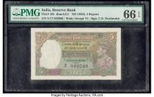India Reserve Bank of India 5 Rupees ND (1943) Pick 18b Jhun4.3.2 PMG Gem Uncirculated 66 EPQ. Staple holes at issue.

HID09801242017

© 2020 Heritage...