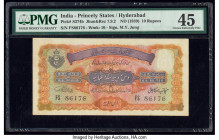 India Princely States, Hyderabad 10 Rupees ND (1939) Pick S274b Jhunjhunwalla-Razack 7.9.2 PMG Choice Extremely Fine 45. Staple holes at issue.

HID09...