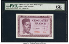Mali Banque de la Republique du Mali 50 Francs 22.9.1960 Pick 1 PMG Gem Uncirculated 66 EPQ. 

HID09801242017

© 2020 Heritage Auctions | All Rights R...