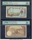 Morocco, Pakistan, Serbia & Tahiti Group Lot of 4 Examples PMG Choice About Unc 58 EPQ; Choice About Unc 58 (2); Gem Uncirculated 65 EPQ. Staple holes...