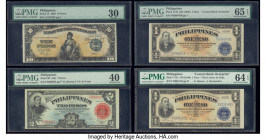 Philippines Bank of the Philippine Islands 10; 2; 1 (2) Pesos 1.1.1920; 1941; ND (1949) (2) Pick 14; 90; 117b; 117c Four Examples PMG Very Fine 30; Ex...