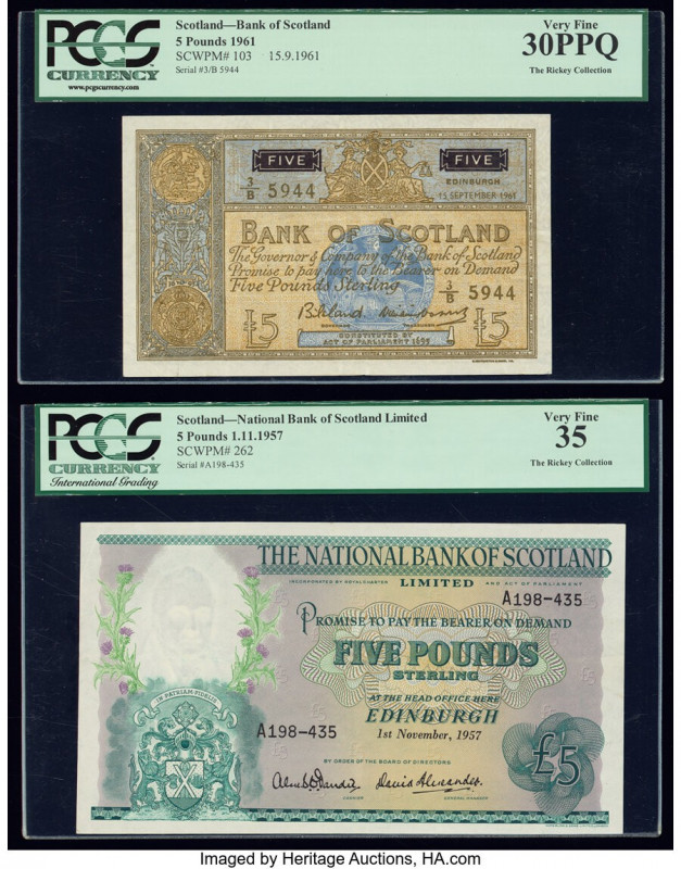 Scotland Bank of Scotland 5 Pounds 15.9.1961; 1.11.1957 Pick 103; 262 Two Exampl...