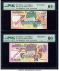 Seychelles Central Bank of Seychelles 10; 25; 50; 100 Rupees ND (1989) Pick 32s; 33s; 34s; 35s Four Specimen PMG Choice Uncirculated 64 EPQ; Gem Uncir...