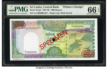 Sri Lanka Central Bank of Sri Lanka 1000 Rupees 1.1.1987 Pick 101s Specimen PMG Gem Uncirculated 66 EPQ. Red Specimen & TDLR overprints and one POC.

...