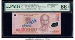 Vietnam State Bank of Viet Nam 50,000 Dong ND (2003-14) Pick 121s Specimen PMG Gem Uncirculated 66 EPQ. Blue Specimen overprints.

HID09801242017

© 2...