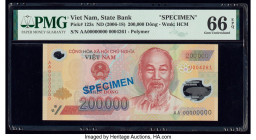 Vietnam State Bank of Viet Nam 200,000 Dong ND (2006-14) Pick 123s Specimen PMG Gem Uncirculated 66 EPQ. Blue Specimen overprints.

HID09801242017

© ...