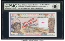 West African States Banque Centrale des Etats de L'Afrique de L'Ouest - Benin 5000 Francs 1979-1992 Pick 208Bs Specimen PMG Gem Uncirculated 66 EPQ. R...