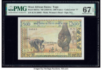 West African States Banque Centrale des Etats de L'Afrique de L'Ouest - Togo 500 Francs ND (1959-61) Pick 802Tm PMG Superb Gem Unc 67 EPQ. 

HID098012...