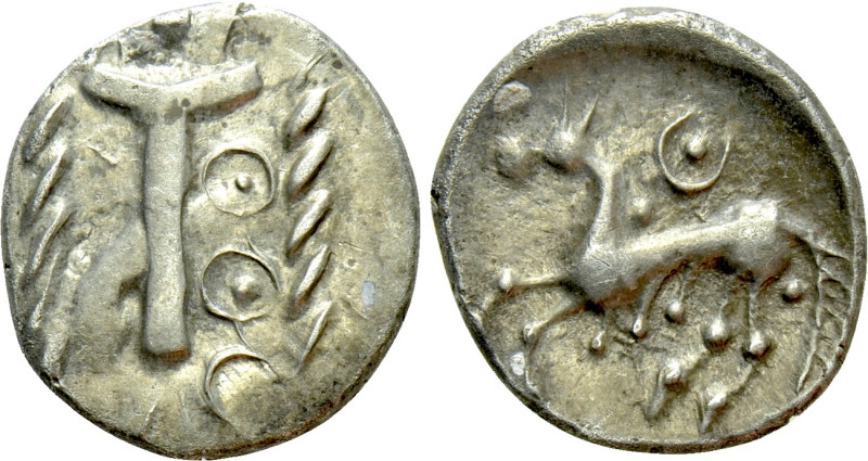 CENTRAL EUROPE. Boii. Drachm (1st century BC). "Tótfalu" type. 

Obv: Laurel w...