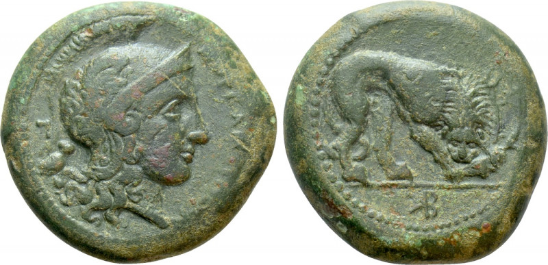 SICILY. Morgantina. Ae Litra (Circa 339/8-317 BC). 

Obv: MOPΓΑΝΤΙΝΩΝ. 
Helme...