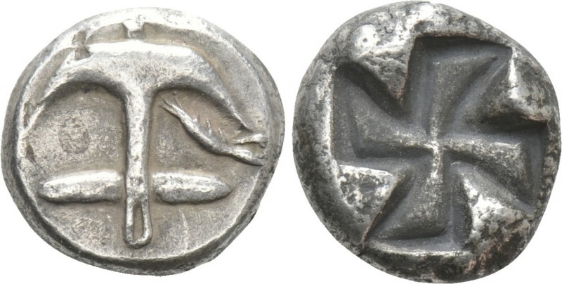 THRACE. Apollonia Pontika. Drachm (Circa 550-540/35 BC).

Obv: Inverted anchor...