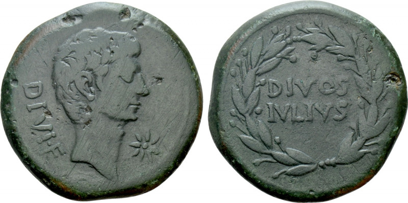 ITALY. Uncertain mint. Octavian and Divus Julius Caesar (Circa 38 BC). Sestertiu...