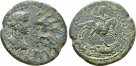ASIA MINOR. Uncertain mint (Laodicea in Phrygia?). Caracalla with Geta (198-217). Ae. Damnatio memoriae of Geta
