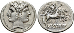 ANONYMOUS. Didrachm or Quadrigatus (Circa 225-214 BC). Rome