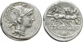 APPIUS CLAUDIUS PULCHER, T. MANLIUS MANCIUS and Q. URBINIUS. Denarius (111-110 BC). Rome