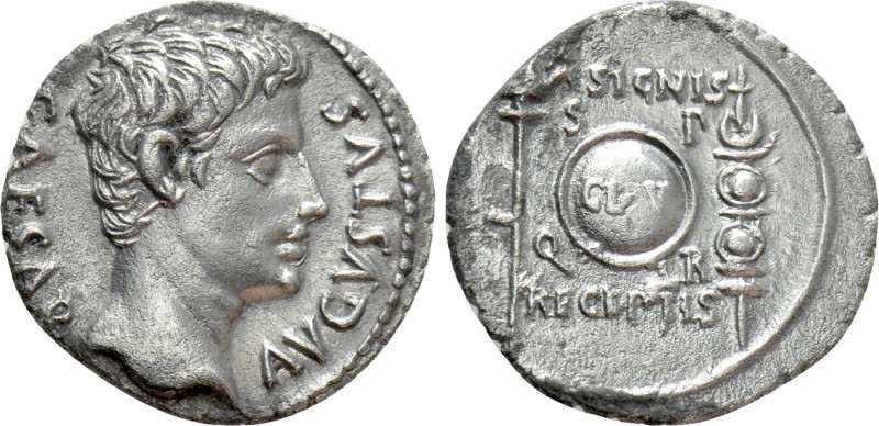 AUGUSTUS (27 BC-14 AD). Denarius. Uncertain mint in Spain, possibly Colonia Patr...