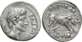 AUGUSTUS (27 BC-14 AD). Denarius. Rome. M. Durmius, moneyer