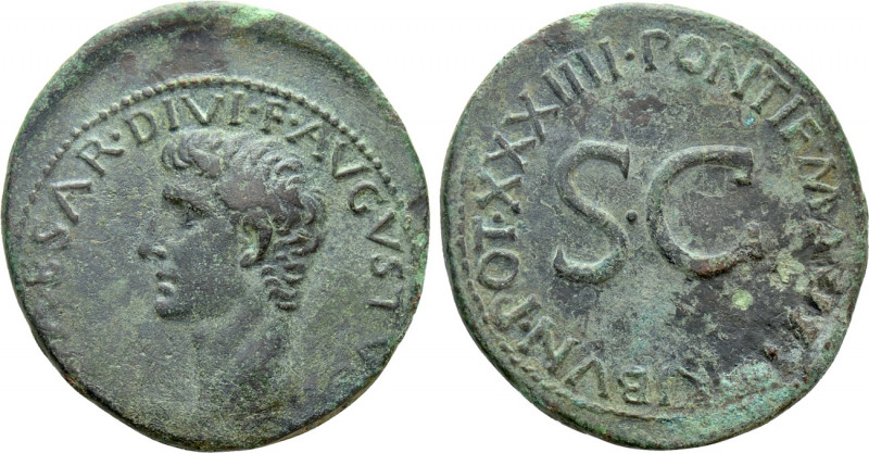 AUGUSTUS (27 BC-14 AD). Rome. As. 

Obv: IMP CAESAR DIVI F AVGVSTVS IMP XX. 
...