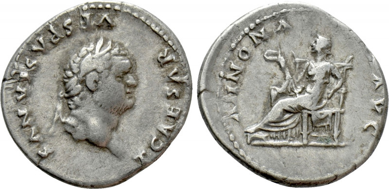 TITUS (Caesar, 69-79). Denarius. Rome. 

Obv: T CAESAR VESPASIANVS AVG. 
Laur...