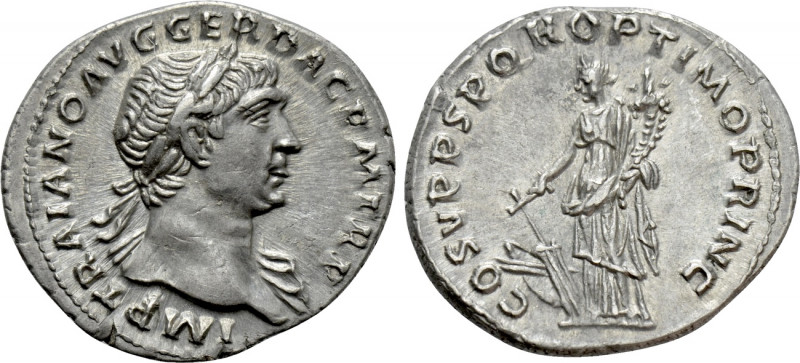 TRAJAN (98-117). Denarius. Rome.

Obv: IMP TRAIANO AVG GER DAC P M TR P.
Laur...