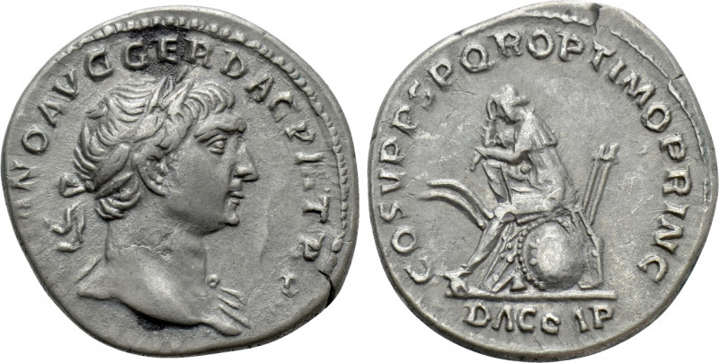 TRAJAN (98-117). Denarius. Rome. 

Obv: IMP TRAIANO AVG GER DAC P M TR P. 
La...