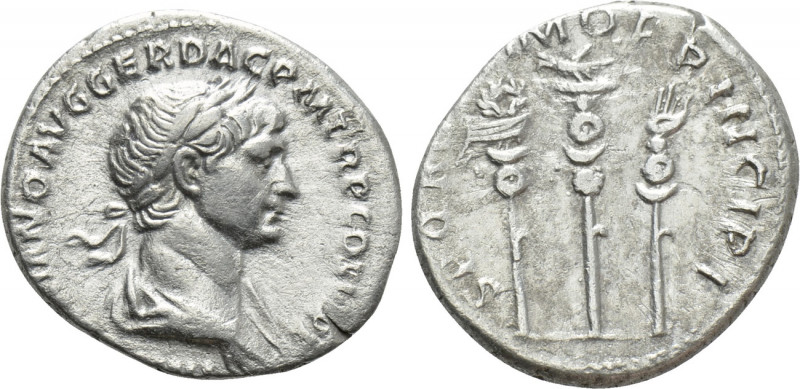 TRAJAN (98-117). Denarius. Rome. 

Obv: IMP TRAIANO AVG GER DAC P M TR P COS V...