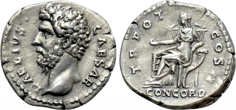 AELIUS (Caesar, 136-138). Denarius. Rome. 

Obv: L AELIVS CAESAR. 
Bare head ...