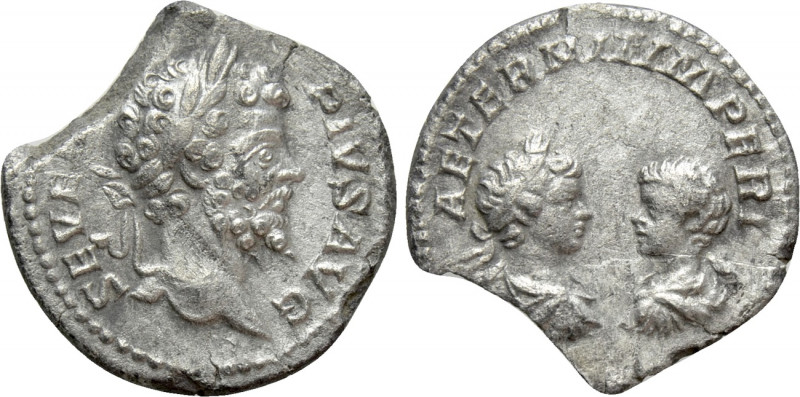 SEPTIMIUS SEVERUS with CARACALLA and GETA (193-211). Denarius. Rome. 

Obv: SE...