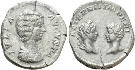 JULIA DOMNA with CARACALLA and GETA (Augusta, 193-217). Denarius. Rome