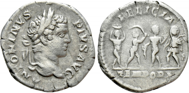 CARACALLA (198-217). Denarius. Rome.

Obv: ANTONINVS PIVS AVG.
Laureate head ...