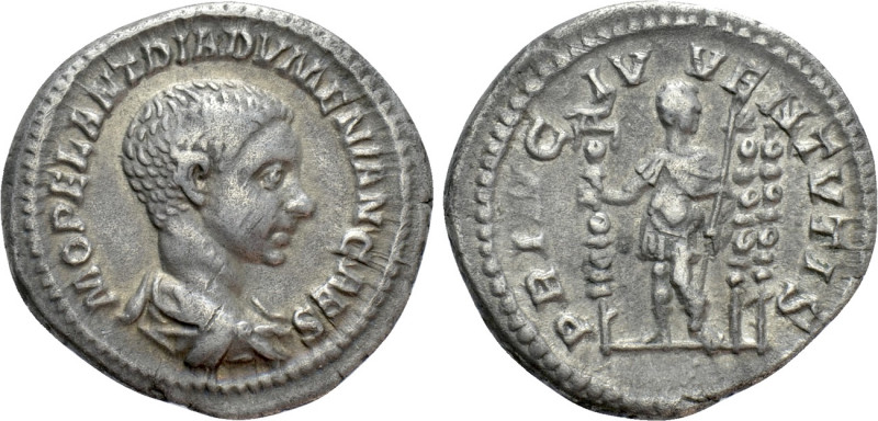 DIADUMENIAN (Caesar, 217-218). Denarius. Rome. 

Obv: M OPEL ANT DIADVMENIAN C...