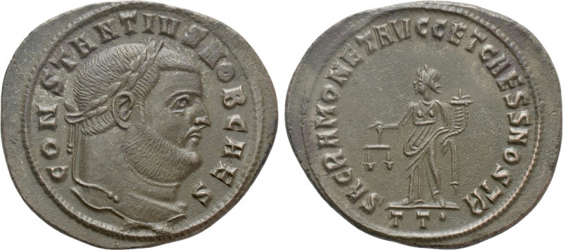 CONSTANTIUS I (Caesar, 293-305). Follis. Ticinum. 

Obv: CONSTANTIVS NOB CAES....