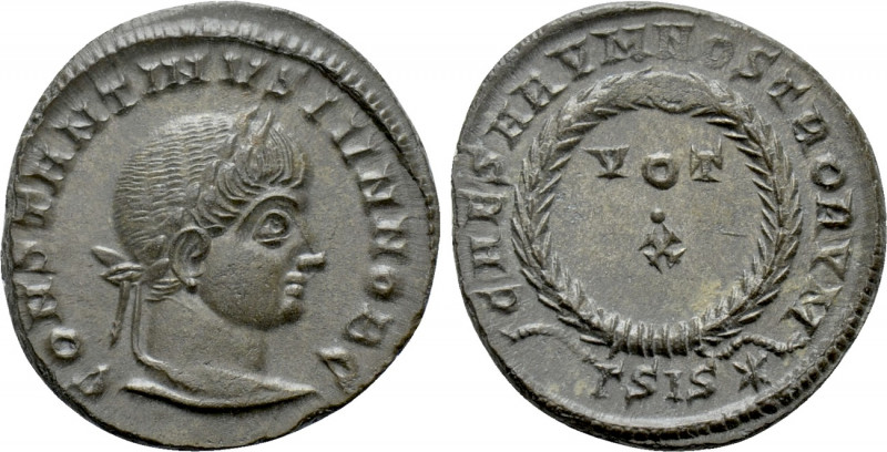 CONSTANTINE II (Caesar, 316-337). Follis. Siscia. 

Obv: CONSTANTINVS IVN NOB ...