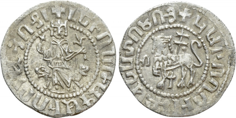 ARMENIA. Levon I (1198-1219). Tram. 

Obv: Levon seated facing on leonine thro...