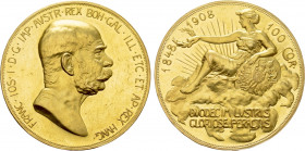 AUSTRIA. Franz Josef I (1848-1916). GOLD 100 Corona (1908). Commemorating the 60th Anniversary of his reign