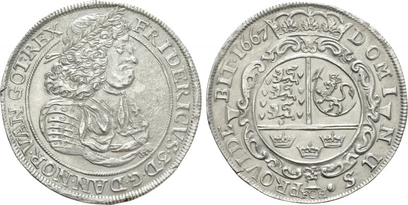 DENMARK. Frederick III (1648-1670). Speciedaler 1667. 

Obv: FREDERICVS 3 D G ...