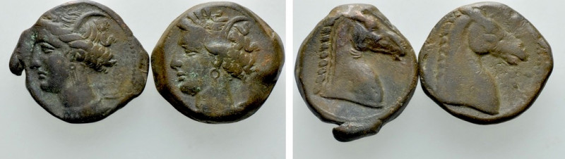 2 Coins of Carthage. 

Obv: .
Rev: .

. 

Condition: See picture.

Weig...
