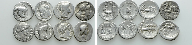 8 Roman Republican Denarii. 

Obv: .
Rev: .

. 

Condition: See picture....