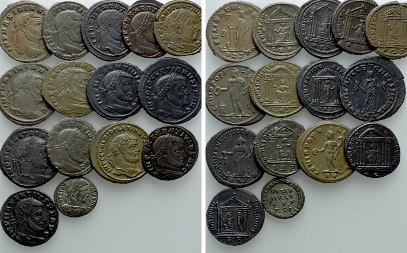 15 Late Roman Folles; Maxentius etc. 

Obv: .
Rev: .

. 

Condition: See ...