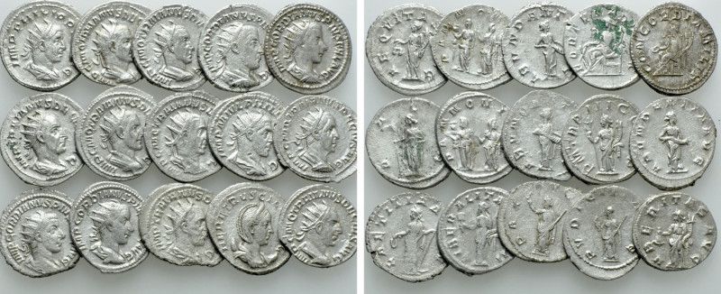15 Antoniniani. 

Obv: .
Rev: .

. 

Condition: See picture.

Weight: g...