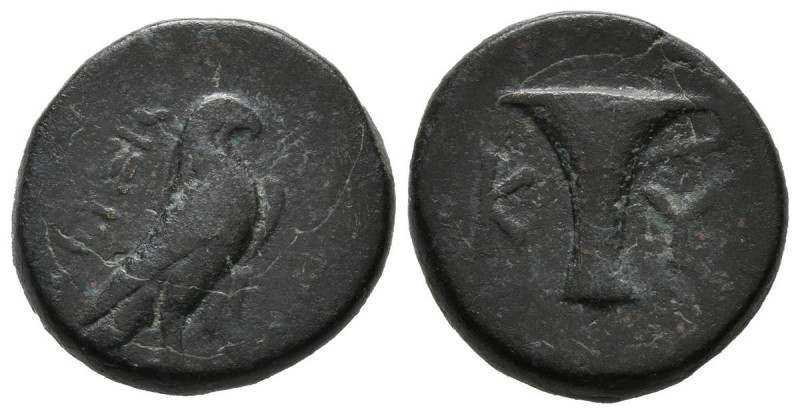 AEOLIS, Kyme. Ae16 (Ae. 3,84g/16mm). 350-250 a.C. Magistrado desconocido. (SNG C...