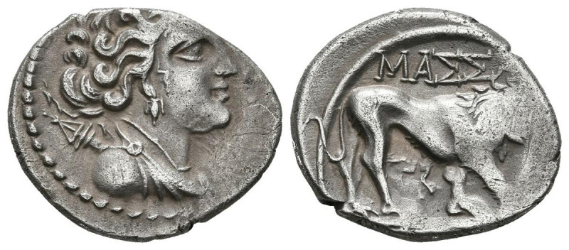 GALIA, Massalia. Dracma. (Ar. 2,56g/17mm). 200-150 a.C. Anv: Busto drapeado de A...