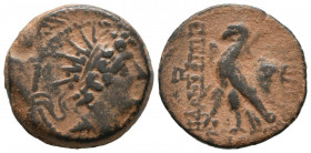 REINO SELEUCIDA, Antiochos VIII Epiphanes. Ae (Ae. 5,34g/18mm). 121-97 a.C. Antioquía. (CF. Spaer 2501-15). Anv: Cabeza de Antiochos radiado a derecha...