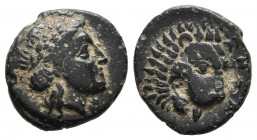TROAS, Antandros. Ae12 (Ae. 1,25g/12mm). Siglos IV-III a.C. (SNG Ashmolean 1048). Anv: Cabeza de Apolo laureado a derecha. Rev: Cabeza de león a derec...