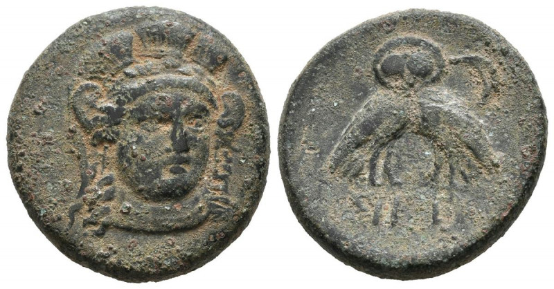 TROAS, Sigeion. Ae22. (Ae. 8,33g/22mm). 355-334 a.C. Anv: Busto drapeado de Aten...
